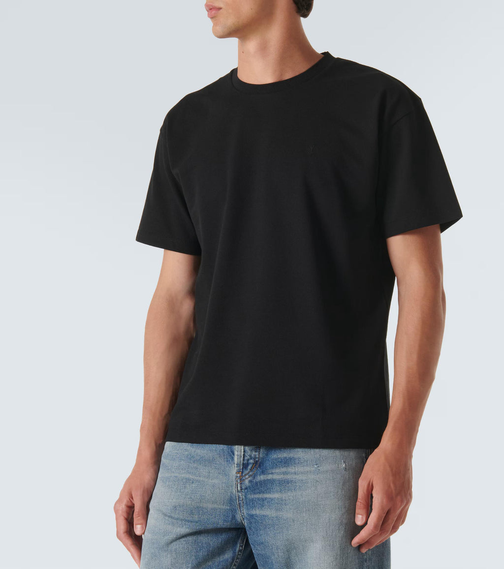 Saint Laurent Cassandre cotton-blend piqué T-shirt