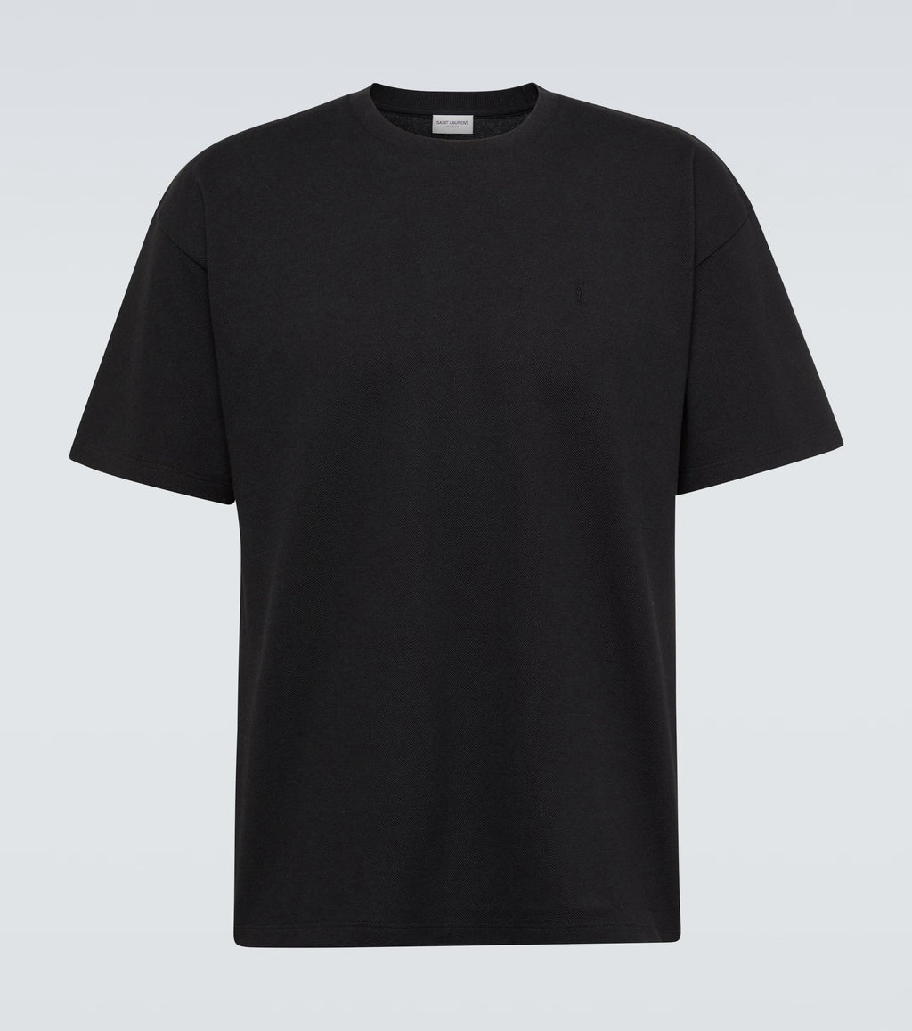 Saint Laurent Cassandre cotton-blend piqué T-shirt