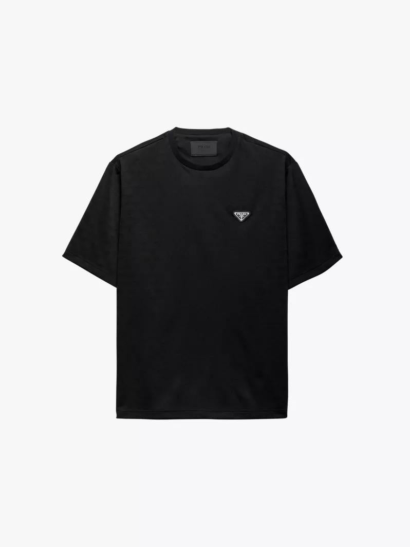 Prada triangle logo cotton tshirt