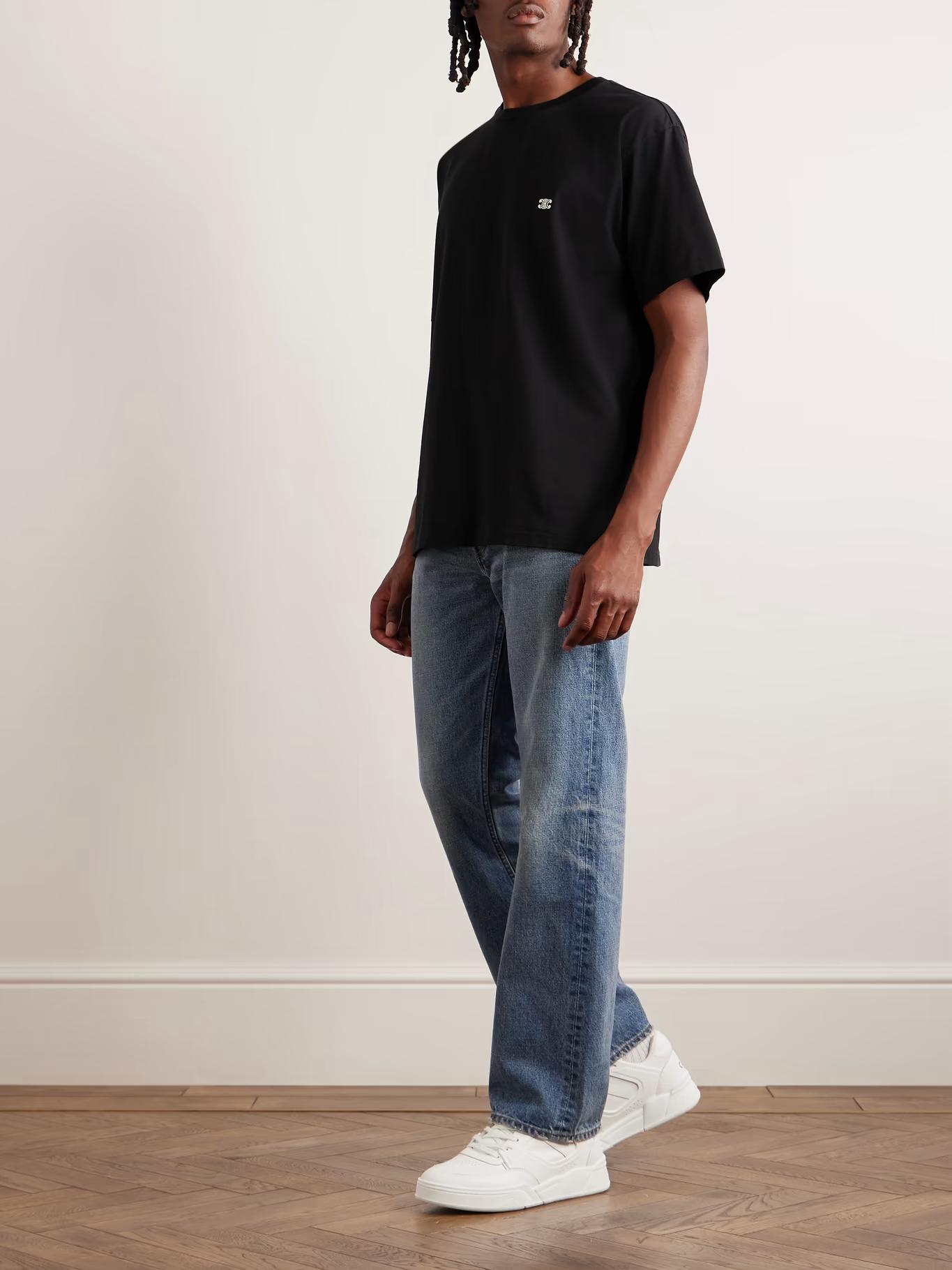 Celine homme logo embroidered tshirt