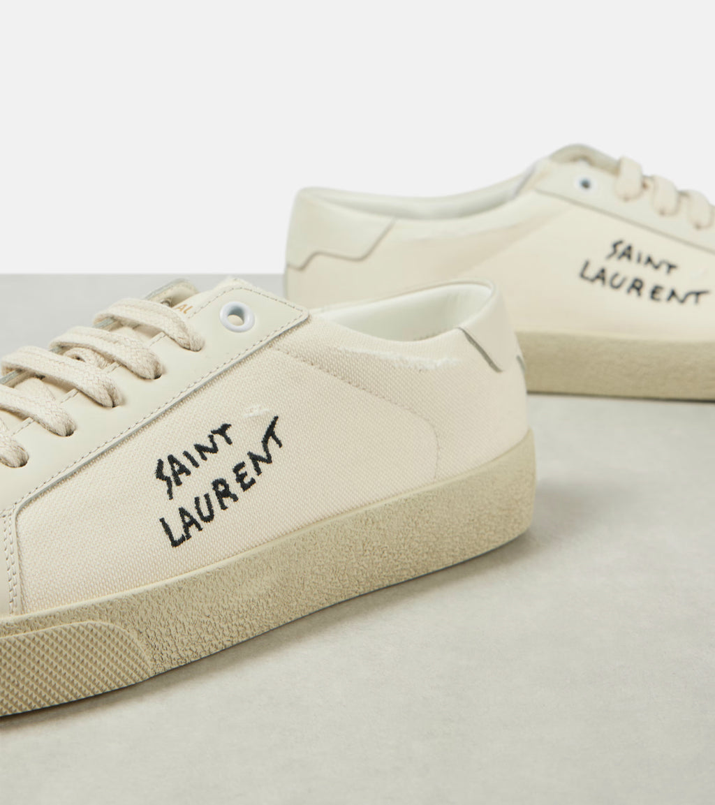 Saint Laurent Court Classic Canvas and Leather Sneakers